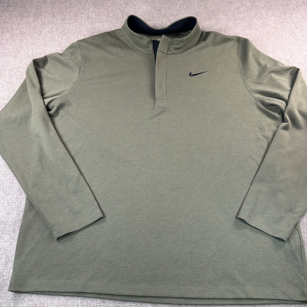 Nike Dri-FIT Mens XL Olive Green Quarter Zip Pullover Long Sleeve Training Top